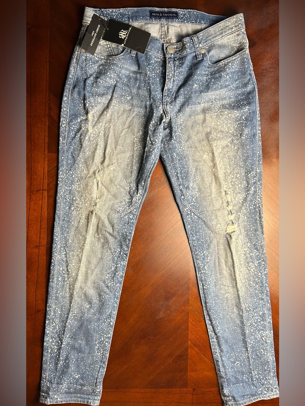 Rock & Republic Light Blue Splatter Skinny Jeans size 10M